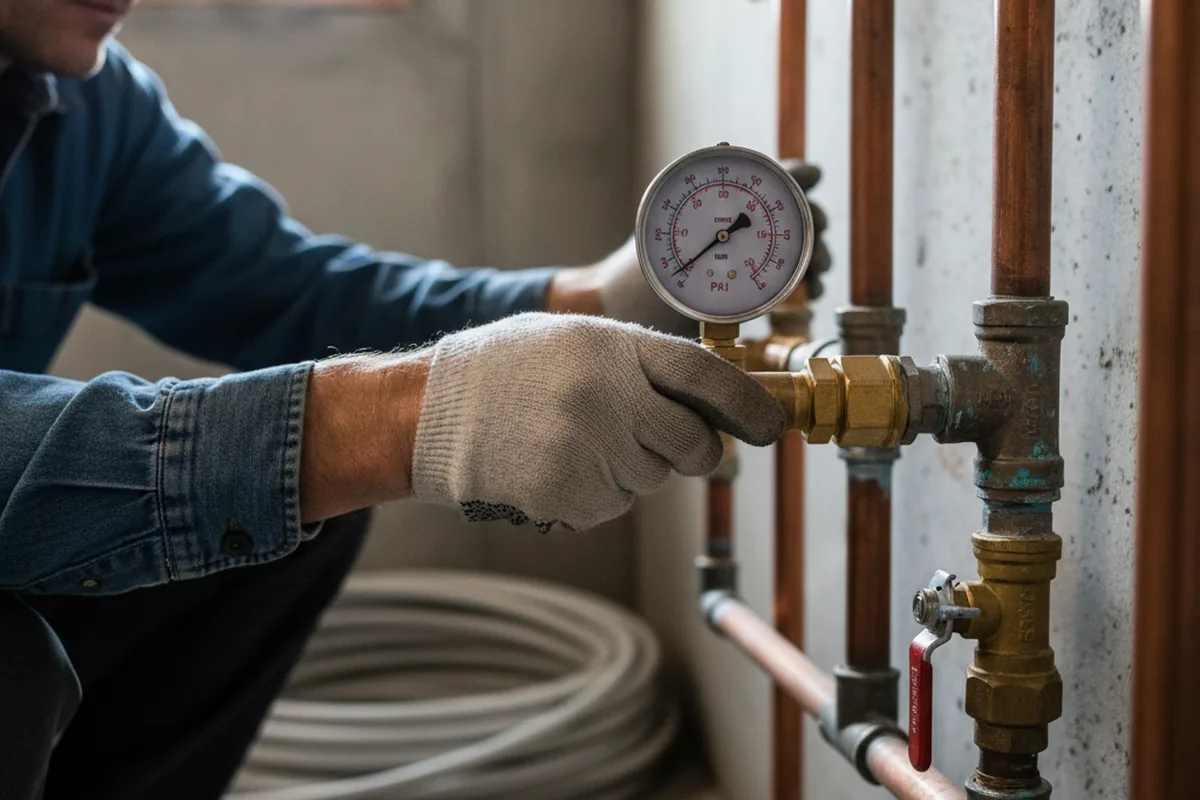 Pressure testing a repaired line during Water Line Repair in Morganville